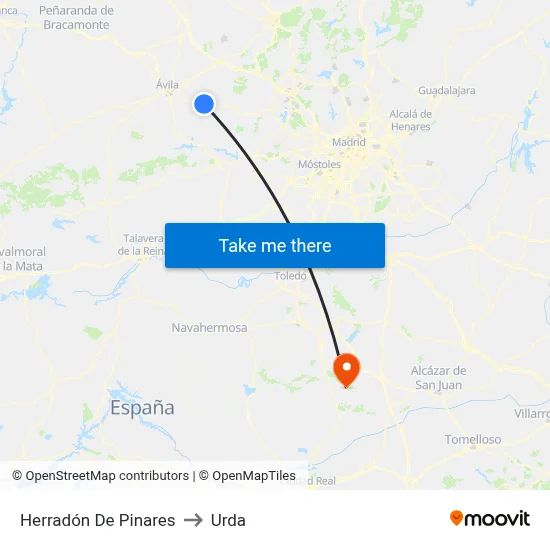 Herradón De Pinares to Urda map