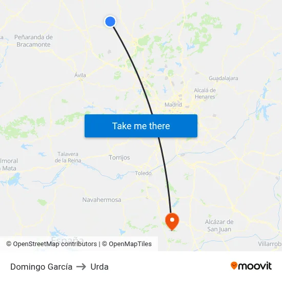 Domingo García to Urda map
