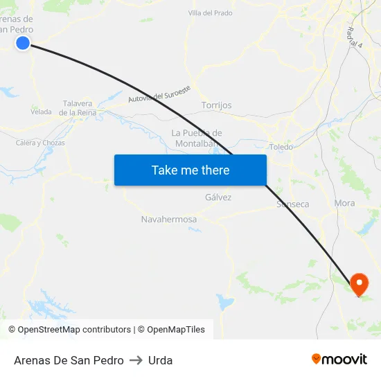 Arenas De San Pedro to Urda map