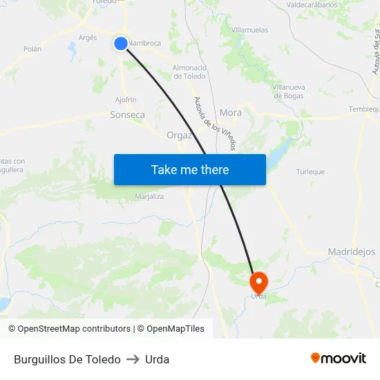 Burguillos De Toledo to Urda map