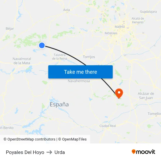 Poyales Del Hoyo to Urda map