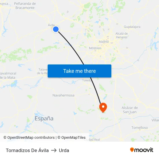 Tornadizos De Ávila to Urda map