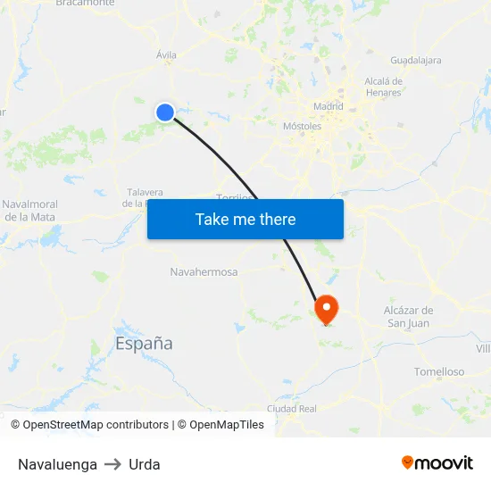Navaluenga to Urda map