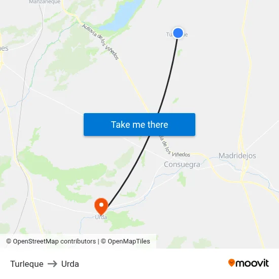 Turleque to Urda map