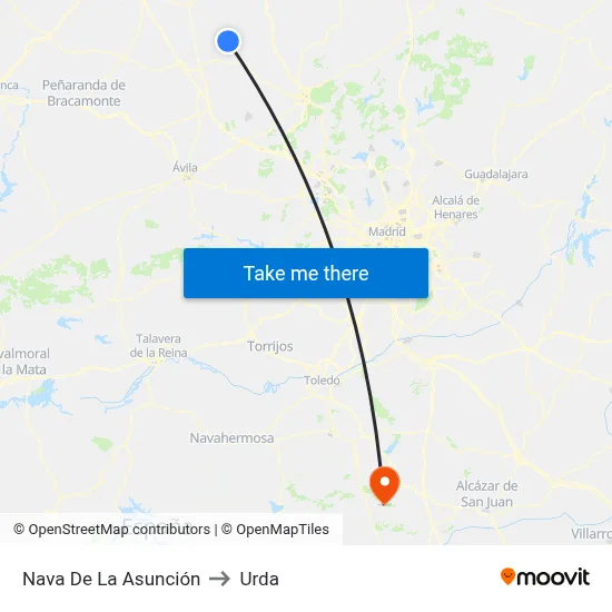 Nava De La Asunción to Urda map