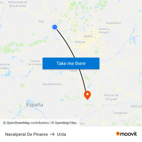 Navalperal De Pinares to Urda map