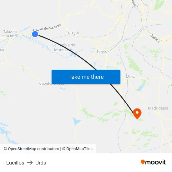 Lucillos to Urda map