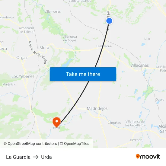 La Guardia to Urda map