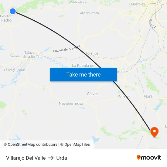 Villarejo Del Valle to Urda map