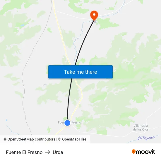 Fuente El Fresno to Urda map