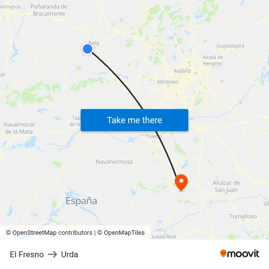 El Fresno to Urda map