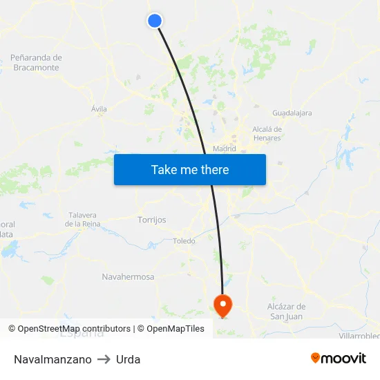 Navalmanzano to Urda map