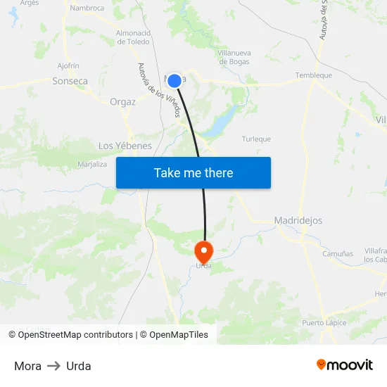 Mora to Urda map