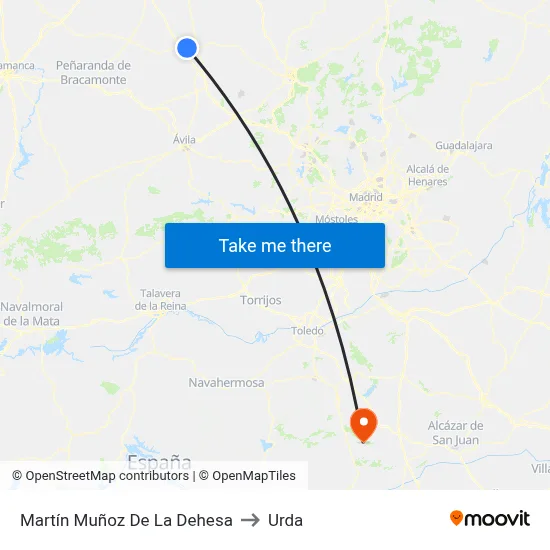Martín Muñoz De La Dehesa to Urda map