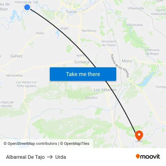 Albarreal De Tajo to Urda map