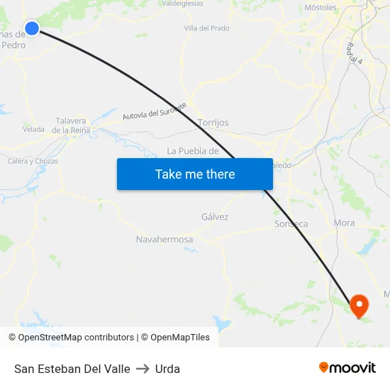 San Esteban Del Valle to Urda map