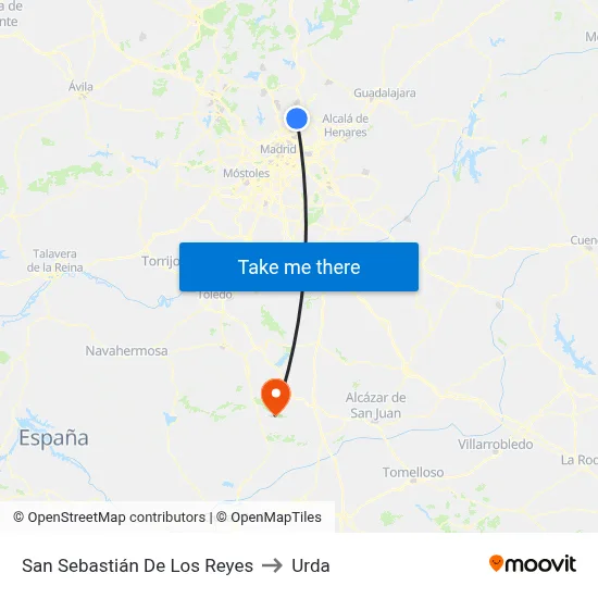 San Sebastián De Los Reyes to Urda map