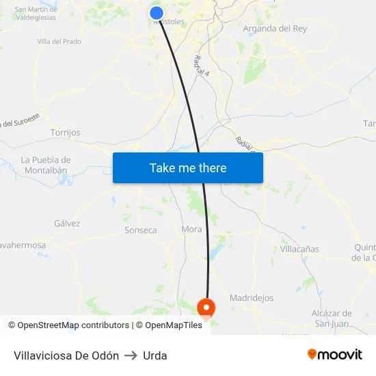 Villaviciosa De Odón to Urda map