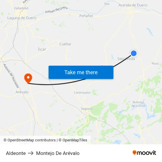 Aldeonte to Montejo De Arévalo map
