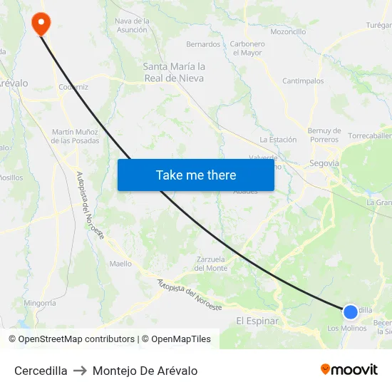 Cercedilla to Montejo De Arévalo map