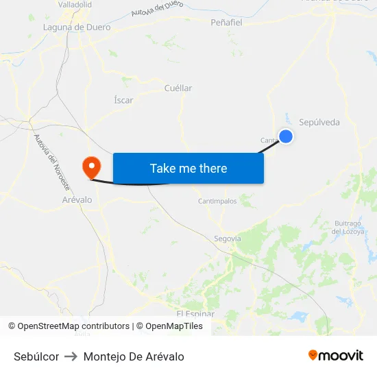 Sebúlcor to Montejo De Arévalo map