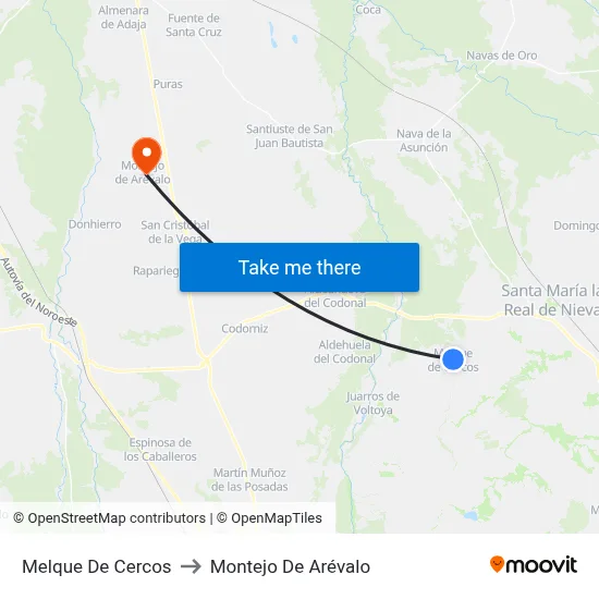 Melque De Cercos to Montejo De Arévalo map