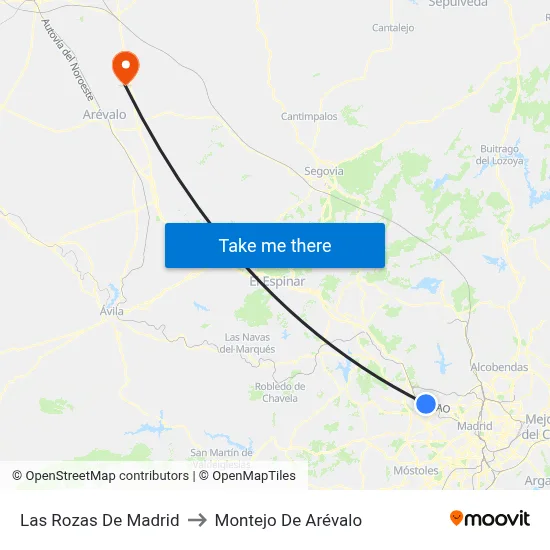 Las Rozas De Madrid to Montejo De Arévalo map