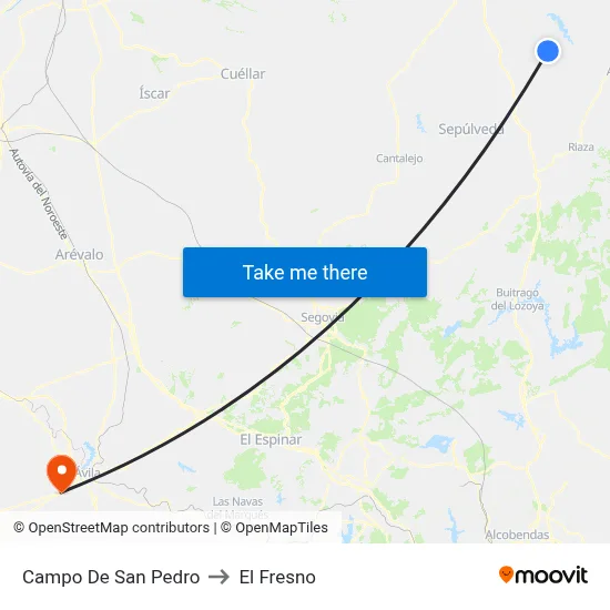 Campo De San Pedro to El Fresno map