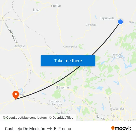 Castillejo De Mesleón to El Fresno map