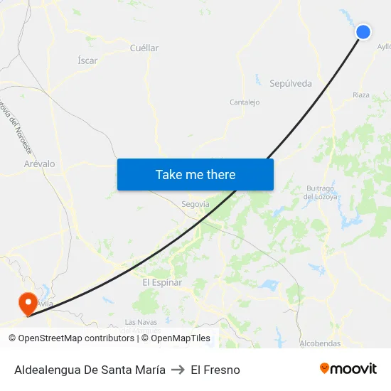 Aldealengua De Santa María to El Fresno map