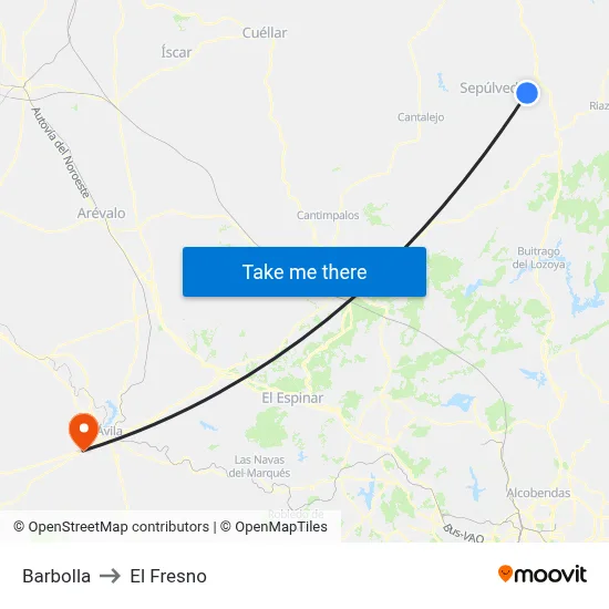 Barbolla to El Fresno map