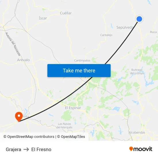 Grajera to El Fresno map