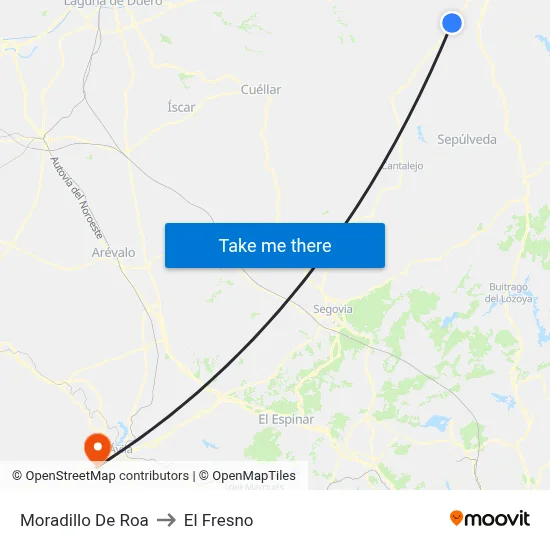 Moradillo De Roa to El Fresno map