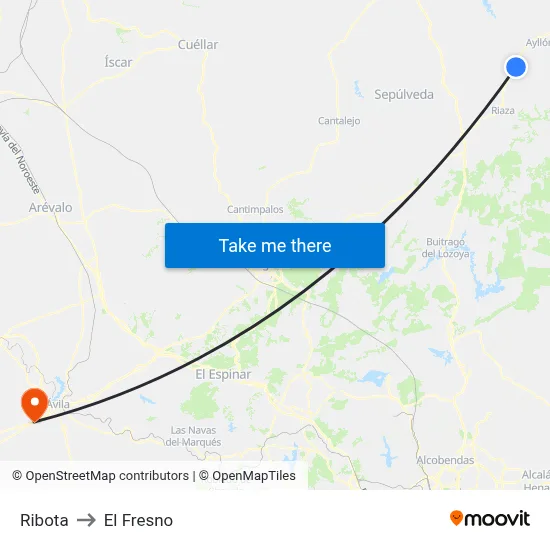 Ribota to El Fresno map