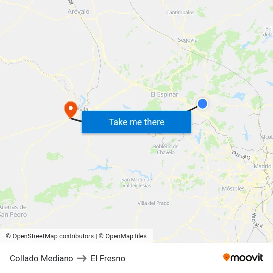 Collado Mediano to El Fresno map