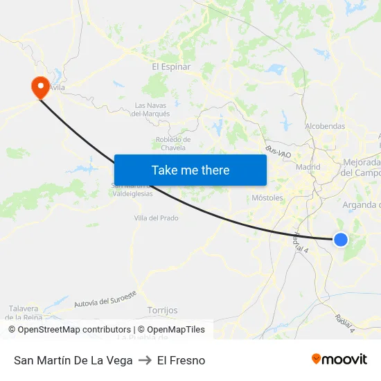 San Martín De La Vega to El Fresno map