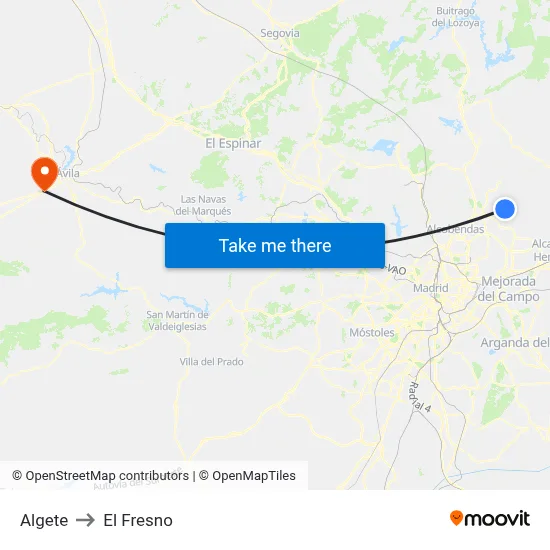 Algete to El Fresno map
