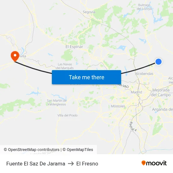 Fuente El Saz De Jarama to El Fresno map