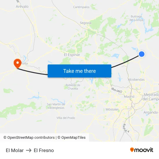 El Molar to El Fresno map