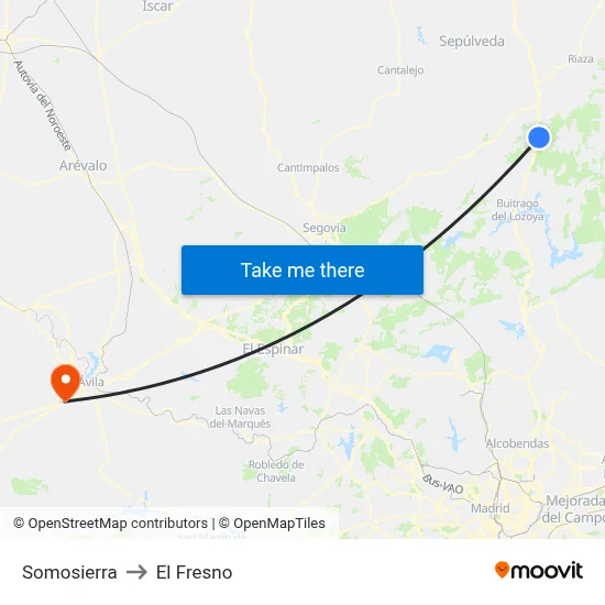 Somosierra to El Fresno map