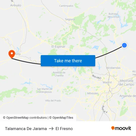 Talamanca De Jarama to El Fresno map