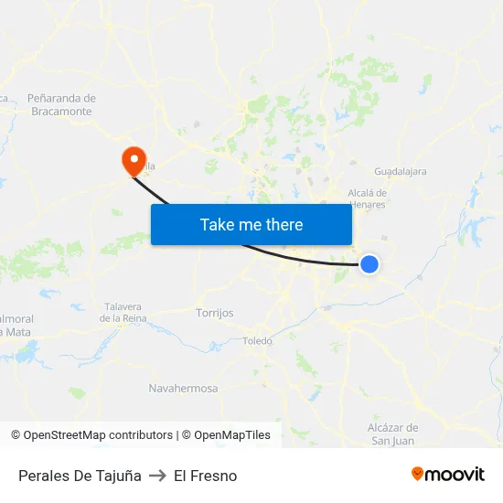 Perales De Tajuña to El Fresno map