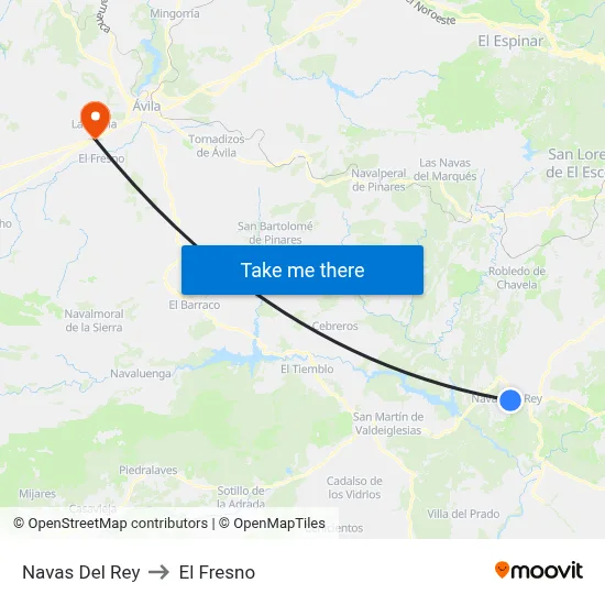 Navas Del Rey to El Fresno map