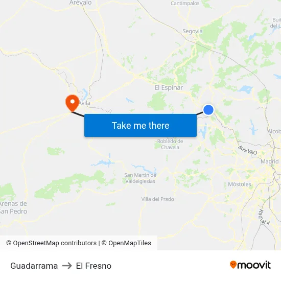Guadarrama to El Fresno map