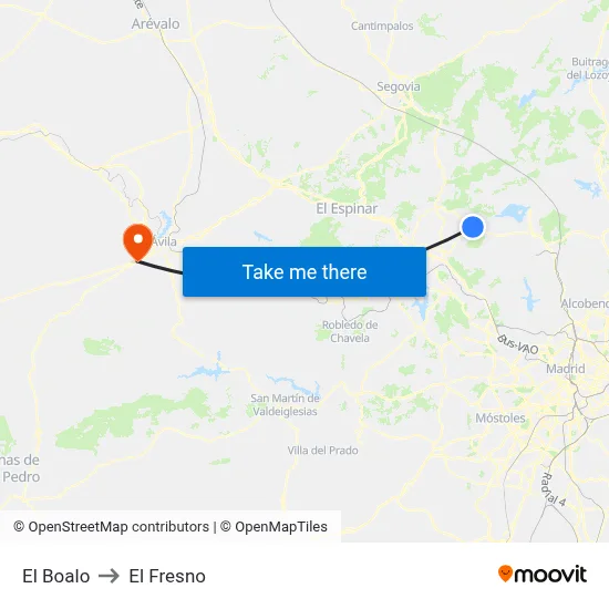 El Boalo to El Fresno map