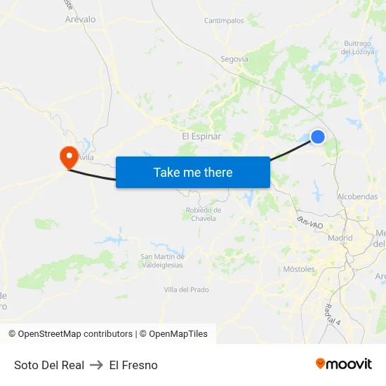 Soto Del Real to El Fresno map