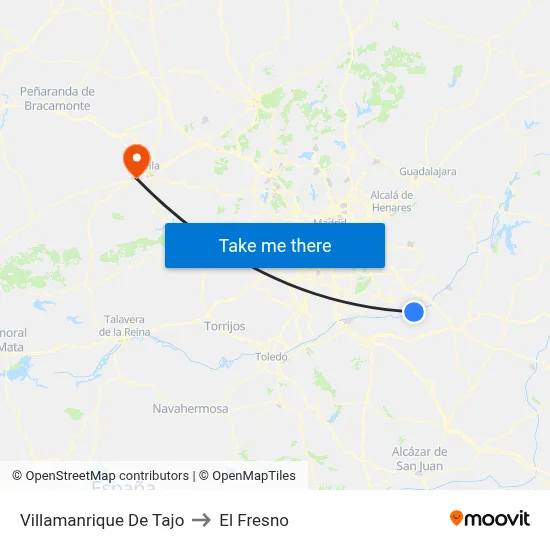 Villamanrique De Tajo to El Fresno map