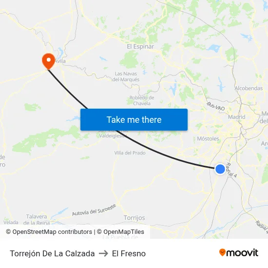 Torrejón De La Calzada to El Fresno map