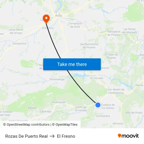 Rozas De Puerto Real to El Fresno map