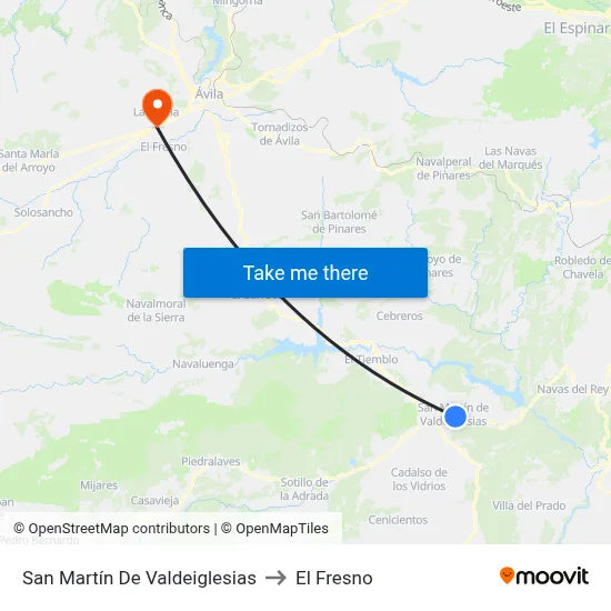 San Martín De Valdeiglesias to El Fresno map